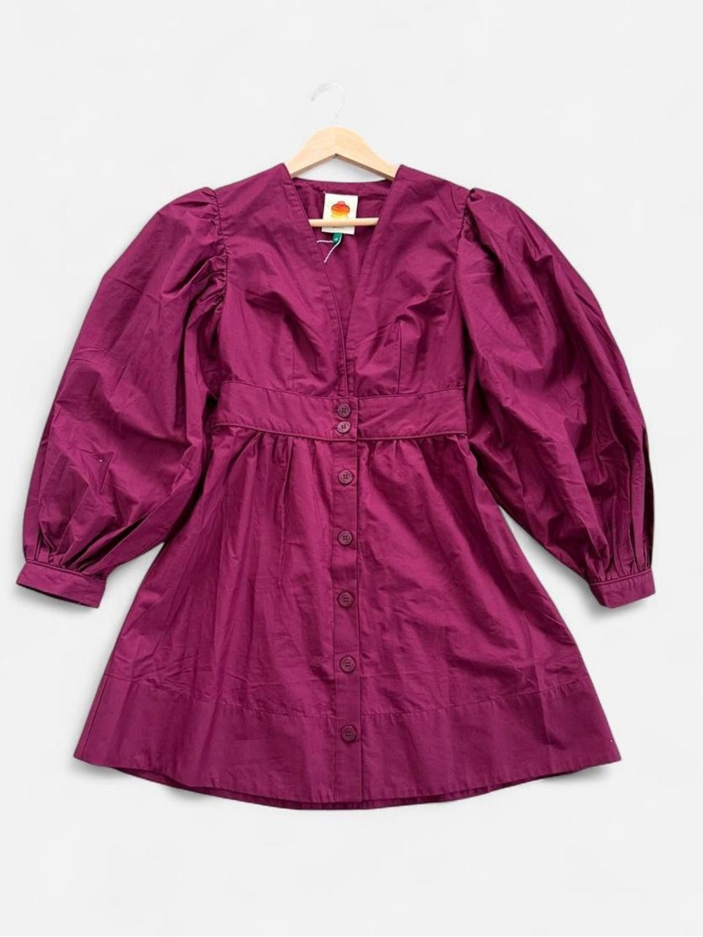 NWT FARM RIO Burgundy Puff Sleeve Mini Dress - Picture 3 of 12